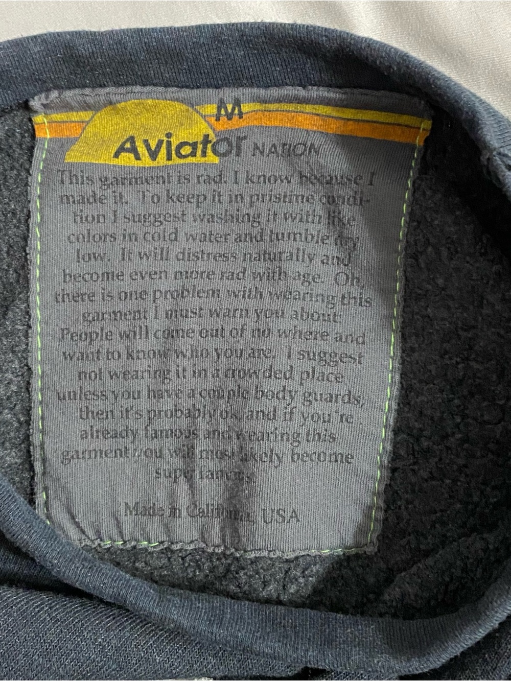 Aviator Nation Bolt Crewneck Sweatshirt Womens M Grey White Lightning CA USA - Picture 10 of 15